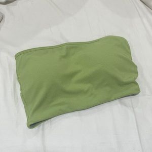 Klassy Network Ribbed Tube Top Cropped Kiwi Green S